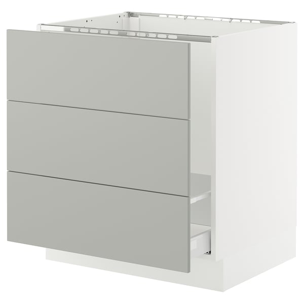 SEKTION / MAXIMERA Armoire inf pr évier/tri/3 faces, blanc/Havstorp gris clair, 30x24x30 "