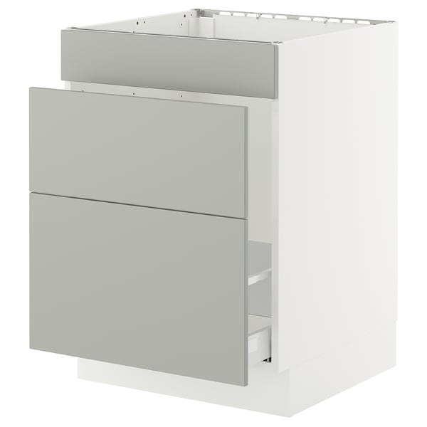 SEKTION / MAXIMERA Armoire inf pr évier/tri/3 faces, blanc/Havstorp gris clair, 24x24x30 "