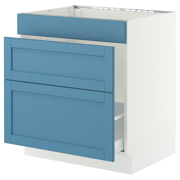 SEKTION / MAXIMERA Armoire inf pr évier/tri/3 faces, blanc/Lerhyttan bleu, 30x24x30 "