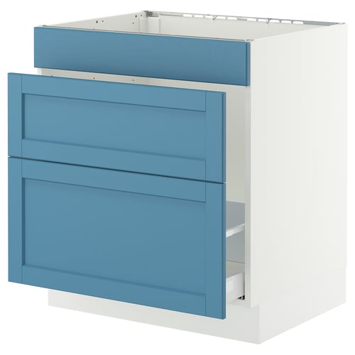 SEKTION / MAXIMERA Armoire inf pr évier/tri/3 faces, blanc/Lerhyttan bleu, 30x24x30 "