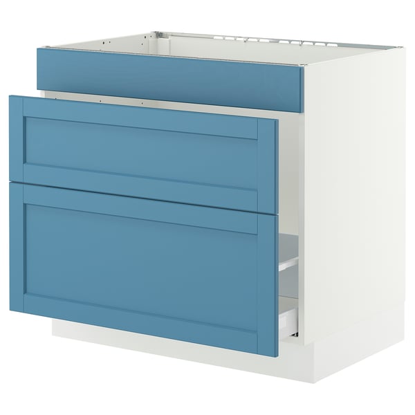 SEKTION / MAXIMERA Armoire inf pr évier/tri/3 faces, blanc/Lerhyttan bleu, 36x24x30 "