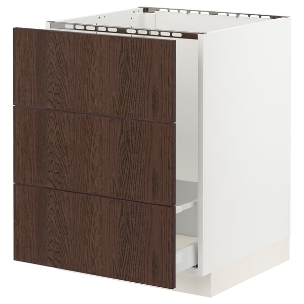 SEKTION / MAXIMERA Armoire inf pr évier/tri/3 faces, blanc/Sinarp brun, 24x24x30 "