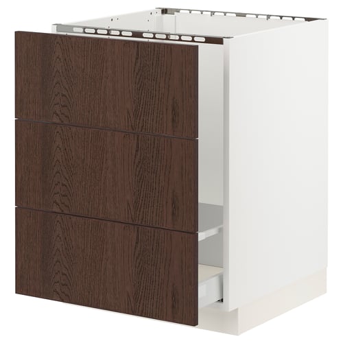 SEKTION / MAXIMERA Armoire inf pr évier/tri/3 faces, blanc/Sinarp brun, 24x24x30 "