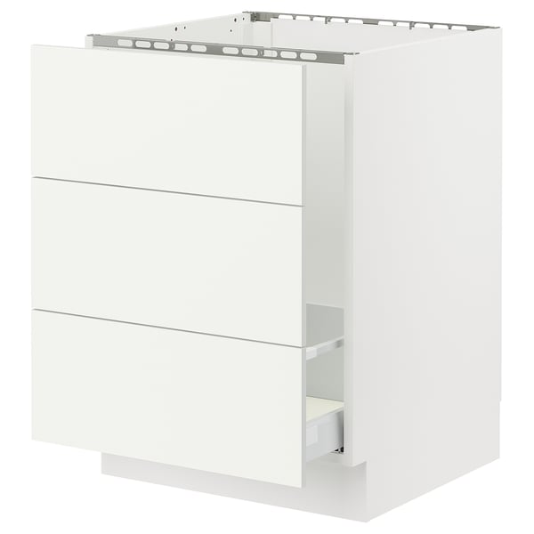 SEKTION / MAXIMERA Armoire inf pr évier/tri/3 faces, blanc/Vallstena blanc, 24x24x30 "