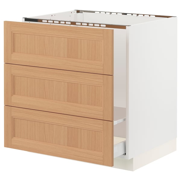 SEKTION / MAXIMERA Armoire inf pr évier/tri/3 faces, blanc/Vedhamn chêne, 30x24x30 "