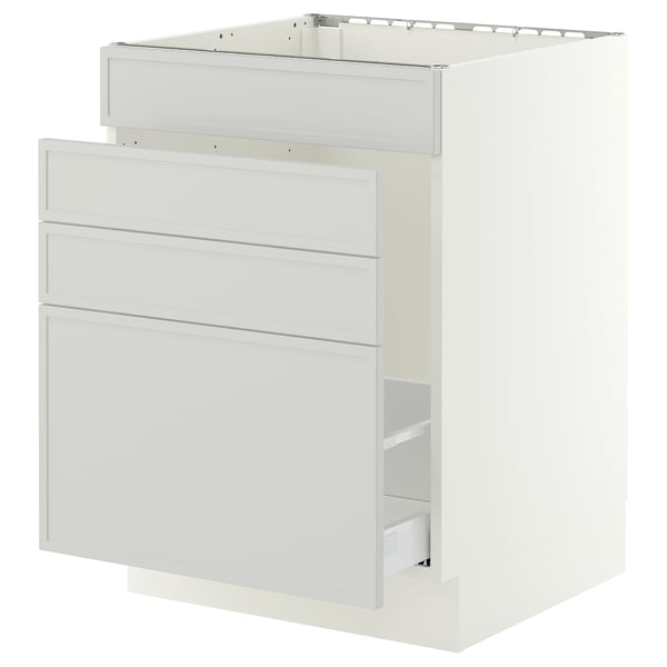 SEKTION / MAXIMERA Armoire inf pr évier/tri/4 faces, blanc/Aspudden gris clair, 24x24x30 "