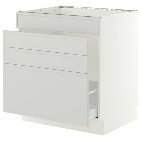 SEKTION / MAXIMERA Armoire inf pr évier/tri/4 faces, blanc/Aspudden gris clair, 30x24x30 "
