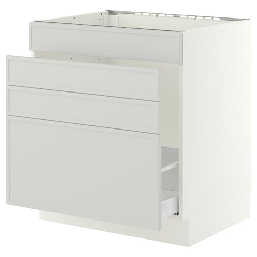 SEKTION / MAXIMERA Armoire inf pr évier/tri/4 faces, blanc/Aspudden gris clair, 30x24x30 "