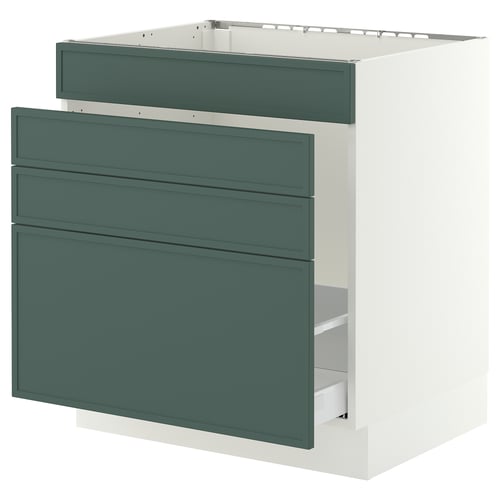 SEKTION / MAXIMERA Armoire inf pr évier/tri/4 faces, blanc/Aspudden gris-vert foncé, 30x24x30 "