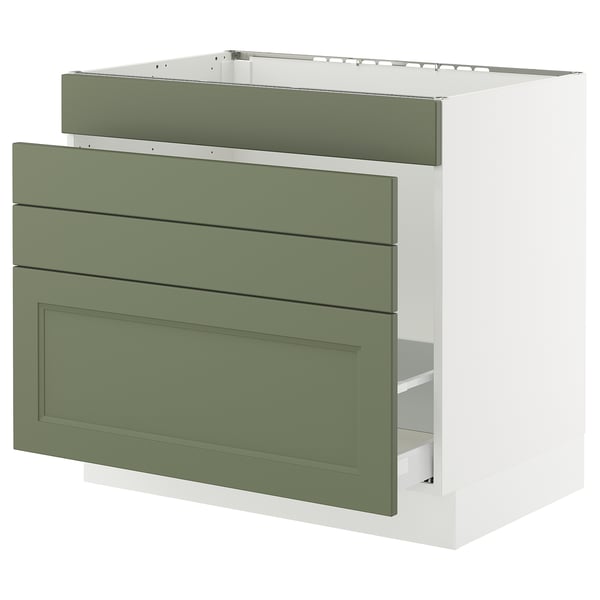 SEKTION / MAXIMERA Armoire inf pr évier/tri/4 faces, blanc/Axstad gris-vert, 36x24x30 "