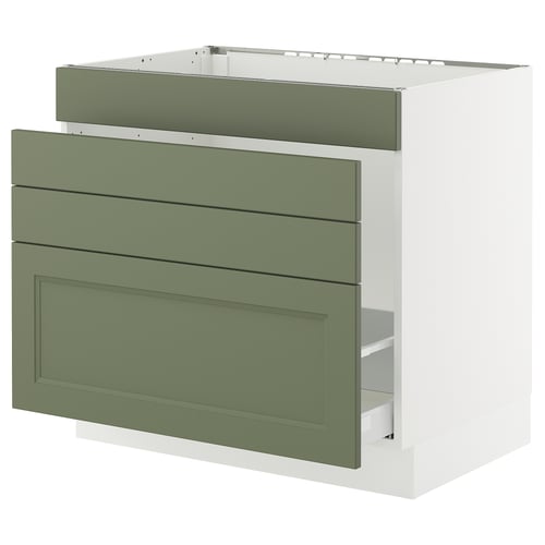 SEKTION / MAXIMERA Armoire inf pr évier/tri/4 faces, blanc/Axstad gris-vert, 36x24x30 "