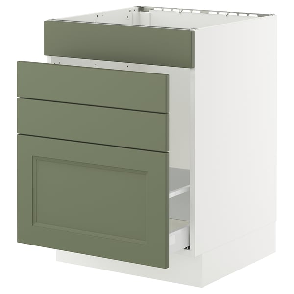 SEKTION / MAXIMERA Armoire inf pr évier/tri/4 faces, blanc/Axstad gris-vert, 24x24x30 "