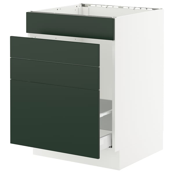 SEKTION / MAXIMERA Armoire inf pr évier/tri/4 faces, blanc/Havstorp vert profond, 24x24x30 "