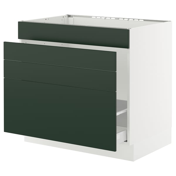 SEKTION / MAXIMERA Armoire inf pr évier/tri/4 faces, blanc/Havstorp vert profond, 36x24x30 "