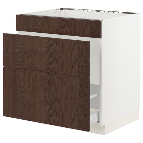 SEKTION / MAXIMERA Armoire inf pr évier/tri/4 faces, blanc/Sinarp brun, 30x24x30 "