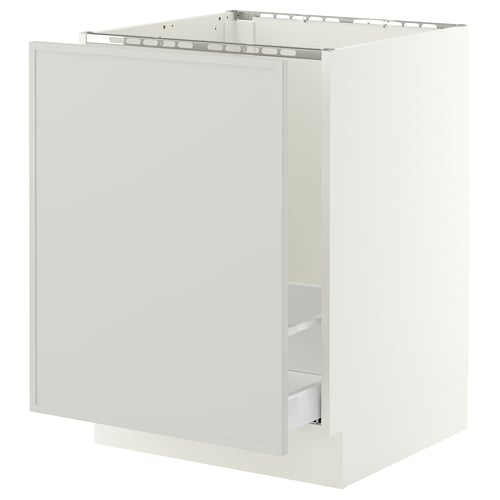 SEKTION / MAXIMERA Armoire inf pr évier/tri, blanc/Aspudden gris clair, 24x24x30 "