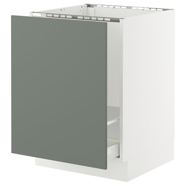 SEKTION / MAXIMERA Armoire inf pr évier/tri, blanc/Nickebo gris -vert mat, 24x24x30 "