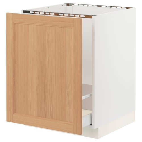 SEKTION / MAXIMERA Armoire inf pr évier/tri, blanc/Vedhamn chêne, 24x24x30 "