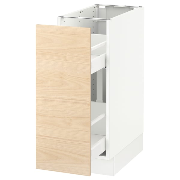 SEKTION / MAXIMERA Armoire inf/rangts coul, blanc/Askersund effet frêne clair, 12x24x30 "