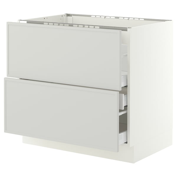 SEKTION / MAXIMERA Armoire inf tbl c/2 faces/3 tiroirs, blanc/Aspudden gris clair, 36x24x30 "