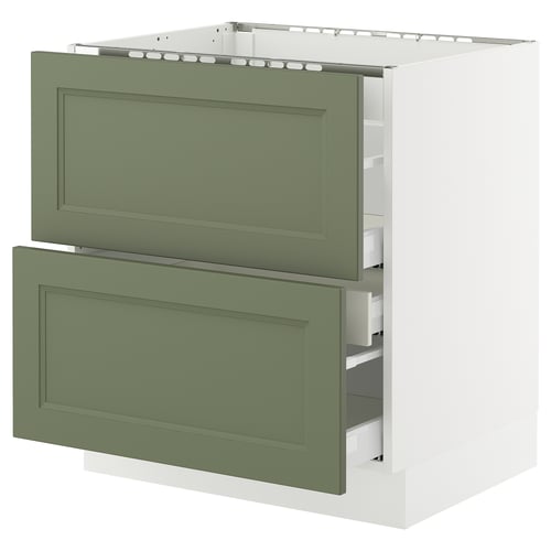SEKTION / MAXIMERA Armoire inf tbl c/2 faces/3 tiroirs, blanc/Axstad gris-vert, 30x24x30 "