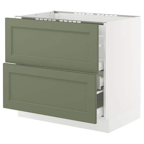SEKTION / MAXIMERA Armoire inf tbl c/2 faces/3 tiroirs, blanc/Axstad gris-vert, 36x24x30 "