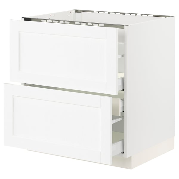 SEKTION / MAXIMERA Armoire inf tbl c/2 faces/3 tiroirs, blanc Enköping/blanc effet bois, 30x24x30 "