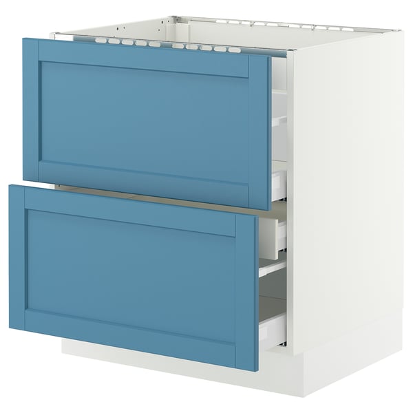 SEKTION / MAXIMERA Armoire inf tbl c/2 faces/3 tiroirs, blanc/Lerhyttan bleu, 30x24x30 "