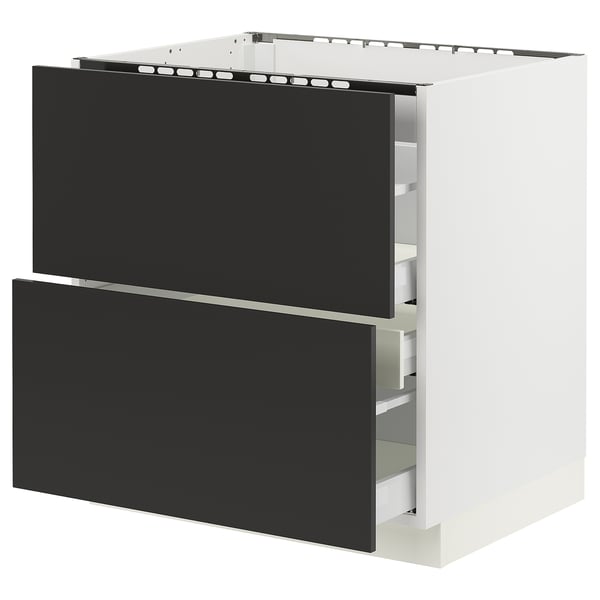 SEKTION / MAXIMERA Armoire inf tbl c/2 faces/3 tiroirs, blanc/Nickebo anthracite mat, 30x24x30 "