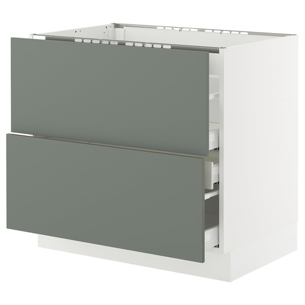 SEKTION / MAXIMERA Armoire inf tbl c/2 faces/3 tiroirs, blanc/Nickebo gris -vert mat, 36x24x30 "