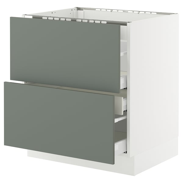 SEKTION / MAXIMERA Armoire inf tbl c/2 faces/3 tiroirs, blanc/Nickebo gris -vert mat, 30x24x30 "