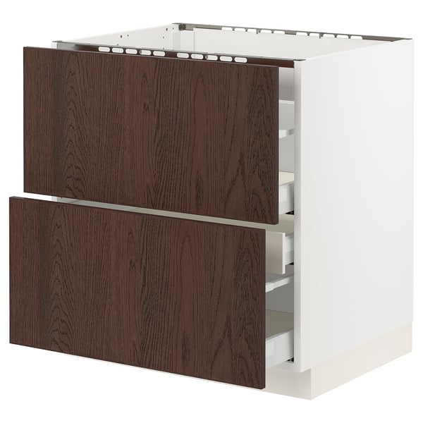 SEKTION / MAXIMERA Armoire inf tbl c/2 faces/3 tiroirs, blanc/Sinarp brun, 30x24x30 "
