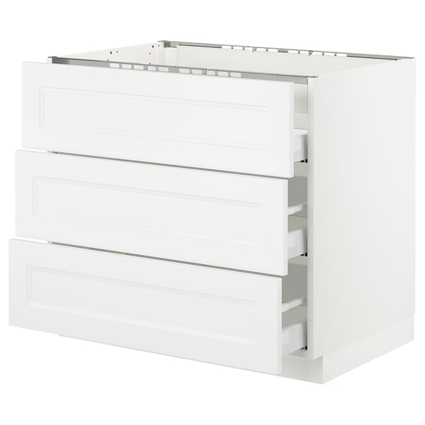 SEKTION / MAXIMERA Armoire inf tbl cui/3 faces/3 tir, blanc/Axstad blanc mat, 36x24x30 "