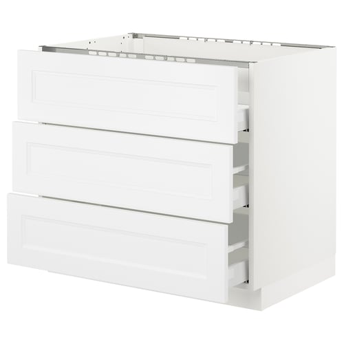 SEKTION / MAXIMERA Armoire inf tbl cui/3 faces/3 tir, blanc/Axstad blanc mat, 36x24x30 "