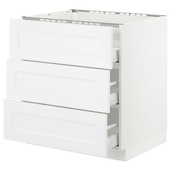 SEKTION / MAXIMERA Armoire inf tbl cui/3 faces/3 tir, blanc/Axstad blanc mat, 30x24x30 "