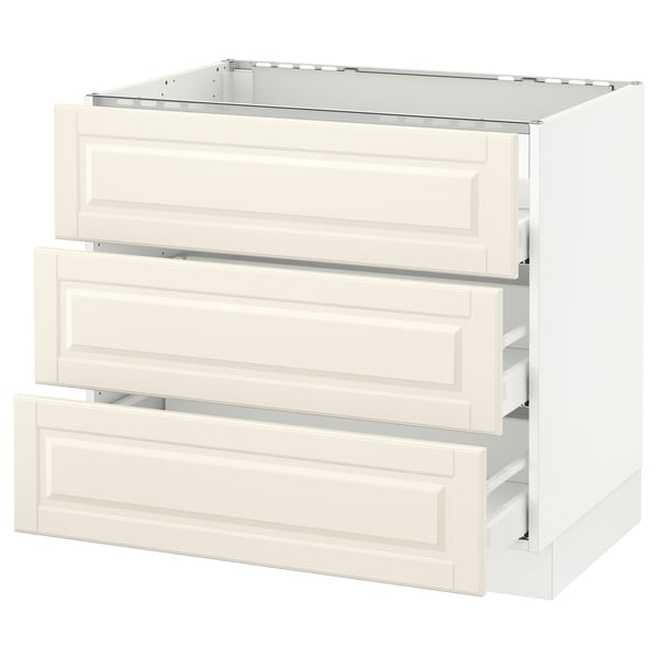 SEKTION / MAXIMERA Armoire inf tbl cui/3 faces/3 tir, blanc/Bodbyn blanc cassé, 36x24x30 "