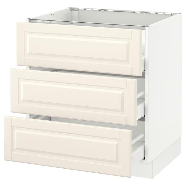 SEKTION / MAXIMERA Armoire inf tbl cui/3 faces/3 tir, blanc/Bodbyn blanc cassé, 30x24x30 "