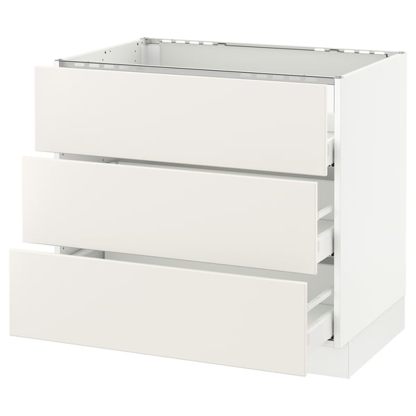 SEKTION / MAXIMERA Armoire inf tbl cui/3 faces/3 tir, blanc/Veddinge blanc, 36x24x30 "