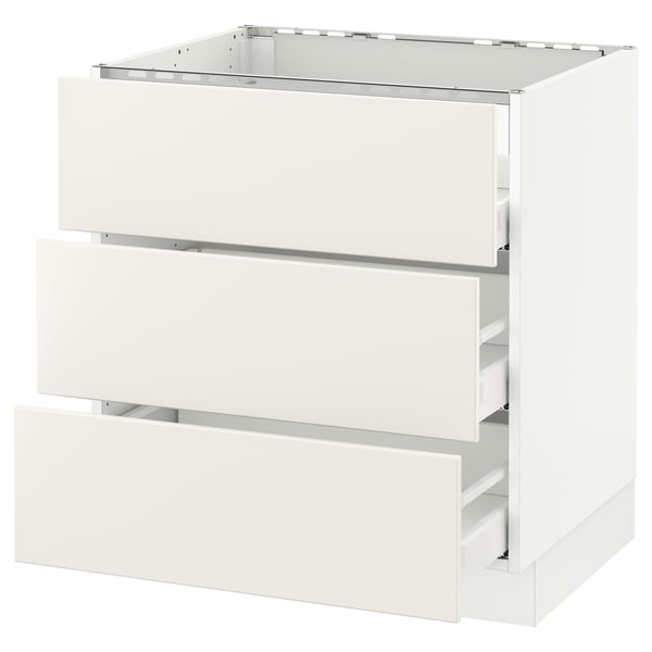 SEKTION / MAXIMERA Armoire inf tbl cui/3 faces/3 tir, blanc/Veddinge blanc, 30x24x30 "