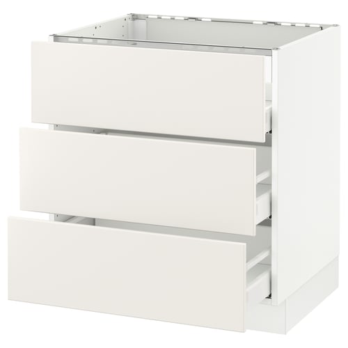 SEKTION / MAXIMERA Armoire inf tbl cui/3 faces/3 tir, blanc/Veddinge blanc, 30x24x30 "