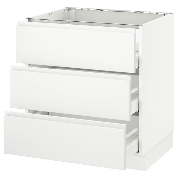 SEKTION / MAXIMERA Armoire inf tbl cui/3 faces/3 tir, blanc/Voxtorp blanc mat, 30x24x30 "