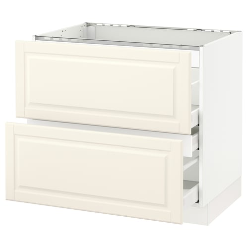SEKTION / MAXIMERA Armoire inf tbl cuis/2faces/3tir, blanc/Bodbyn blanc cassé, 36x24x30 "