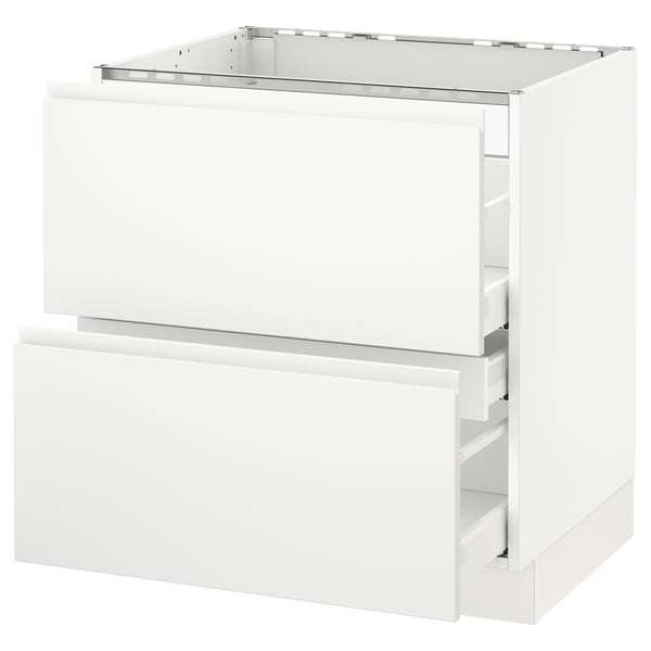 SEKTION / MAXIMERA Armoire inf tbl cuis/2faces/3tir, blanc/Voxtorp blanc mat, 30x24x30 "