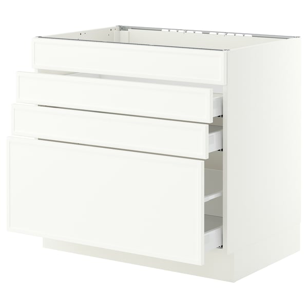 SEKTION / MAXIMERA Armoire inf tbl cuis/4f/3t, blanc/Aspudden blanc mat, 36x24x30 "