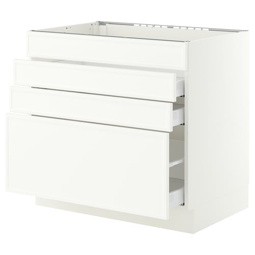 SEKTION / MAXIMERA Armoire inf tbl cuis/4f/3t, blanc/Aspudden blanc mat, 36x24x30 "