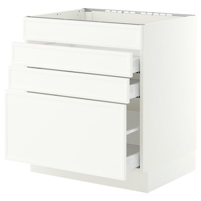 SEKTION / MAXIMERA Armoire inf tbl cuis/4f/3t, blanc/Aspudden blanc mat, 30x24x30 "