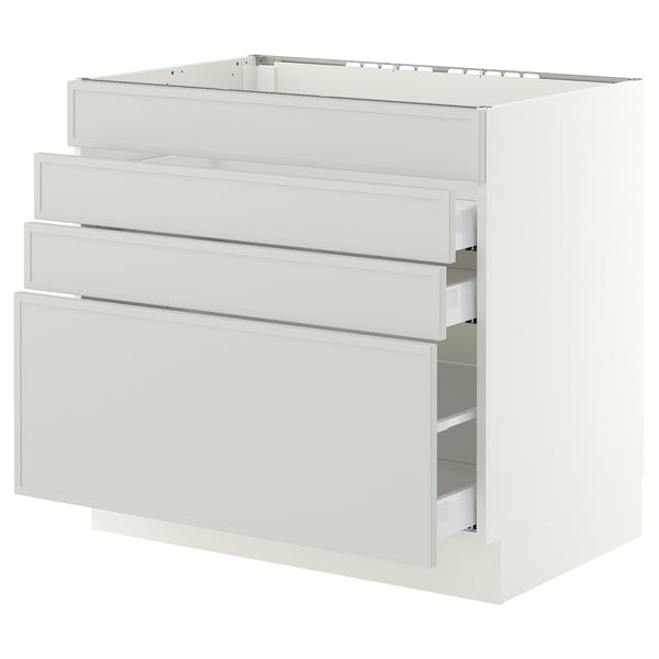 SEKTION / MAXIMERA Armoire inf tbl cuis/4f/3t, blanc/Aspudden gris clair, 36x24x30 "
