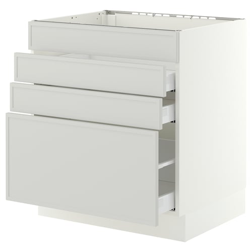 SEKTION / MAXIMERA Armoire inf tbl cuis/4f/3t, blanc/Aspudden gris clair, 30x24x30 "