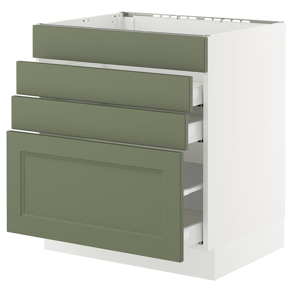 SEKTION / MAXIMERA Armoire inf tbl cuis/4f/3t, blanc/Axstad gris-vert, 30x24x30 "