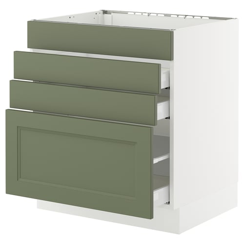 SEKTION / MAXIMERA Armoire inf tbl cuis/4f/3t, blanc/Axstad gris-vert, 30x24x30 "